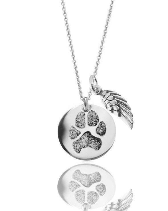 Custom German Shepherd Dog Road to My Heart Paw Print Silver Necklace Initial 