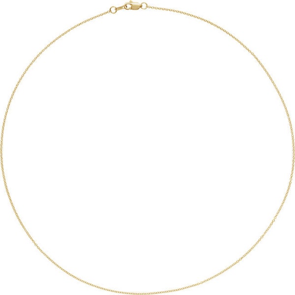 Dainty 14K solid Gold 1mm Cable Chain with lobster clasp closure • Real gold • yellow, rose or white gold