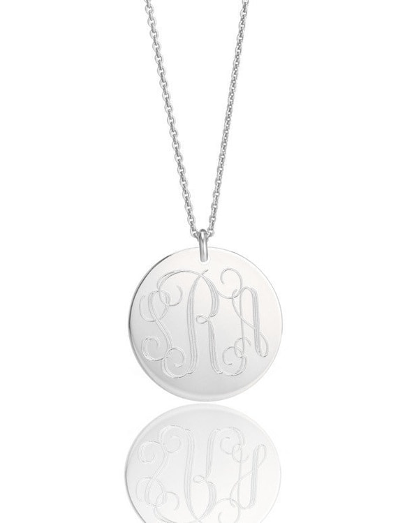 Engraved monogram necklace clearance
