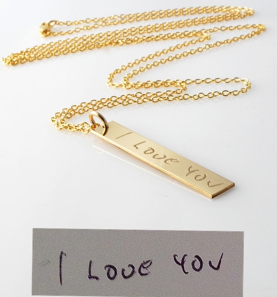 Signature Name Plate Necklace - Sterling Silver or Solid 14k Gold Signature Name Plate Necklace - Sterling Silver or Solid 14k Gold