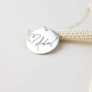 Actual handwriting Wedding Bouquet charm or unisex pendant in solid sterling silver • engraved memorial remembrance signature pendant