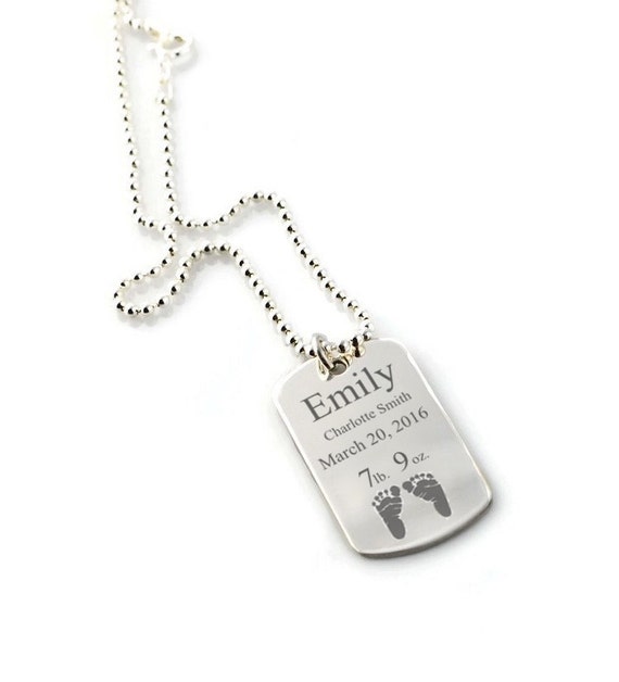 Your baby's actual footprints solid sterling silver dog tag necklace • Unique gifts for Men • New dads • #GIRLDAD