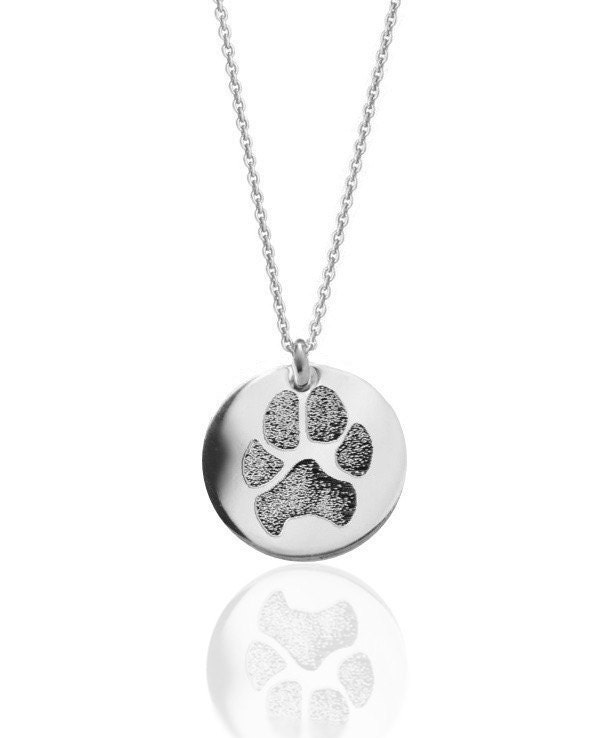 Your pet's actual paw print personalized pendant necklace in soli…