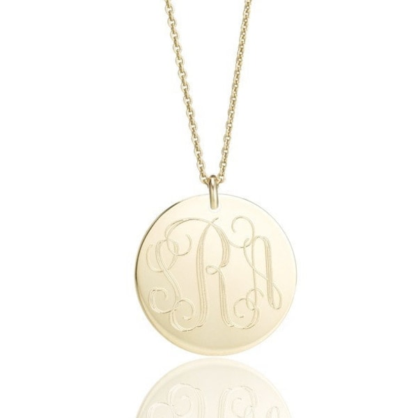 Moderne zeitlose Monogramm-Halskette • alles 14k Gold Filled in verschiedenen Durchmessern erhältlich Brautjungfer • Abschlussfeier • personalisierte individuelle Geschenke