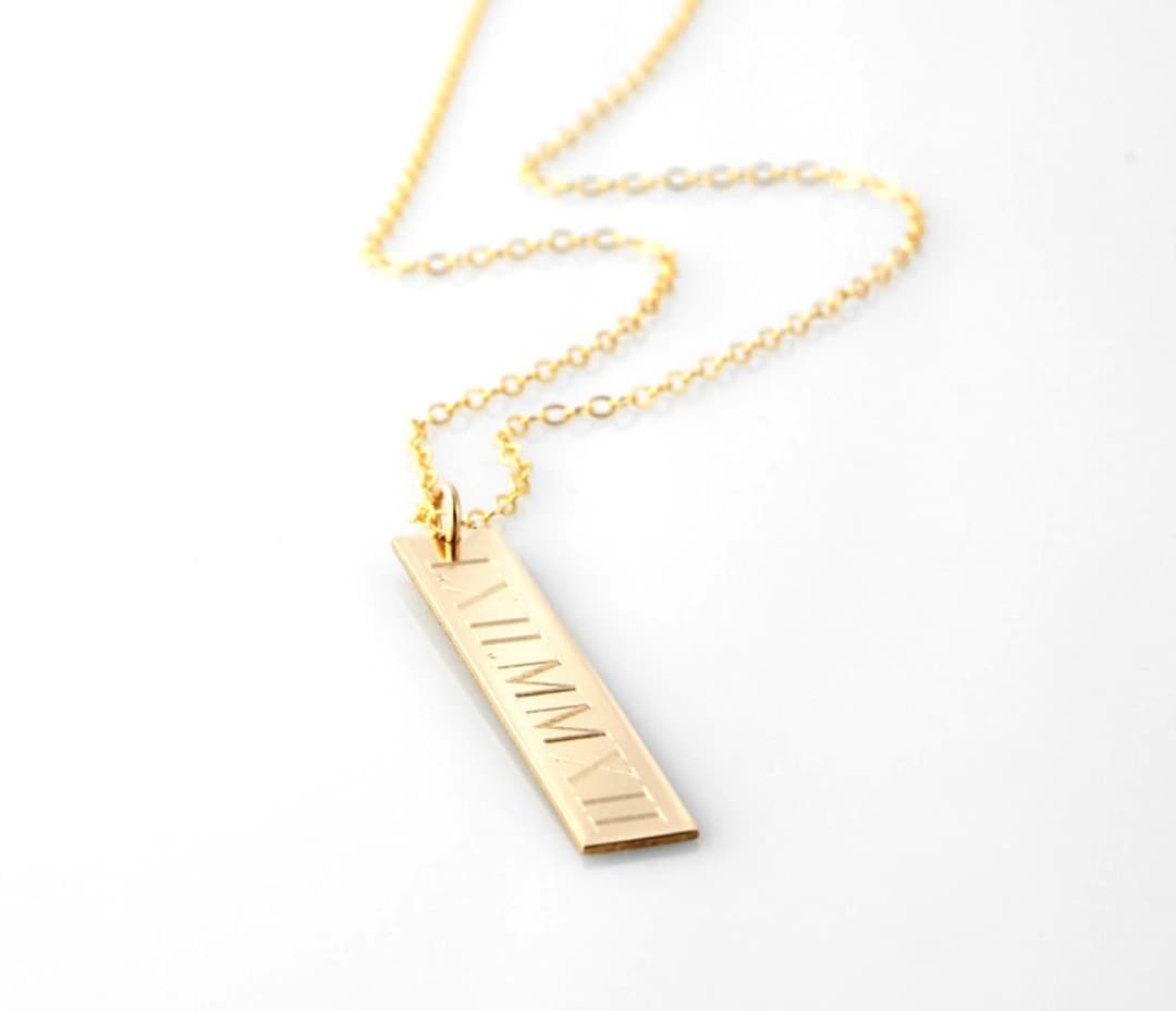 Engraved Vertical Bar Necklace