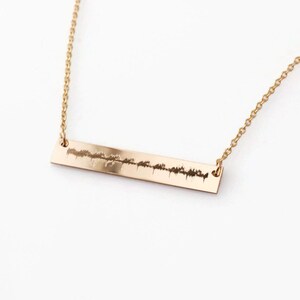 Actual sonogram heartbeat horizontal bar nameplate reversible necklace | EKG | ECG | Voice sound wave | Silver or GOLD filled personalized