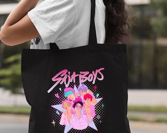 Saja Boys Kpop Tote Bag, Huntrix Fan Merchandise, Cotton Canvas Bag