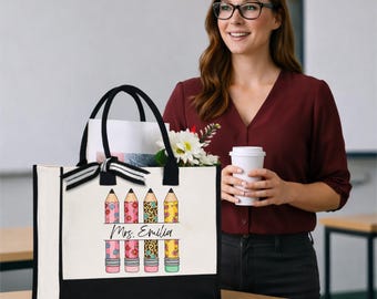 Personalized Canvas Teacher Tote Bag | Inspirational Gift for Teachers | Classroom Essentials
