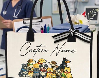 Custom Veterinarian Doctor Tote Bag, Vet School Student Gift, Veterinary Medicine Accessory Bag