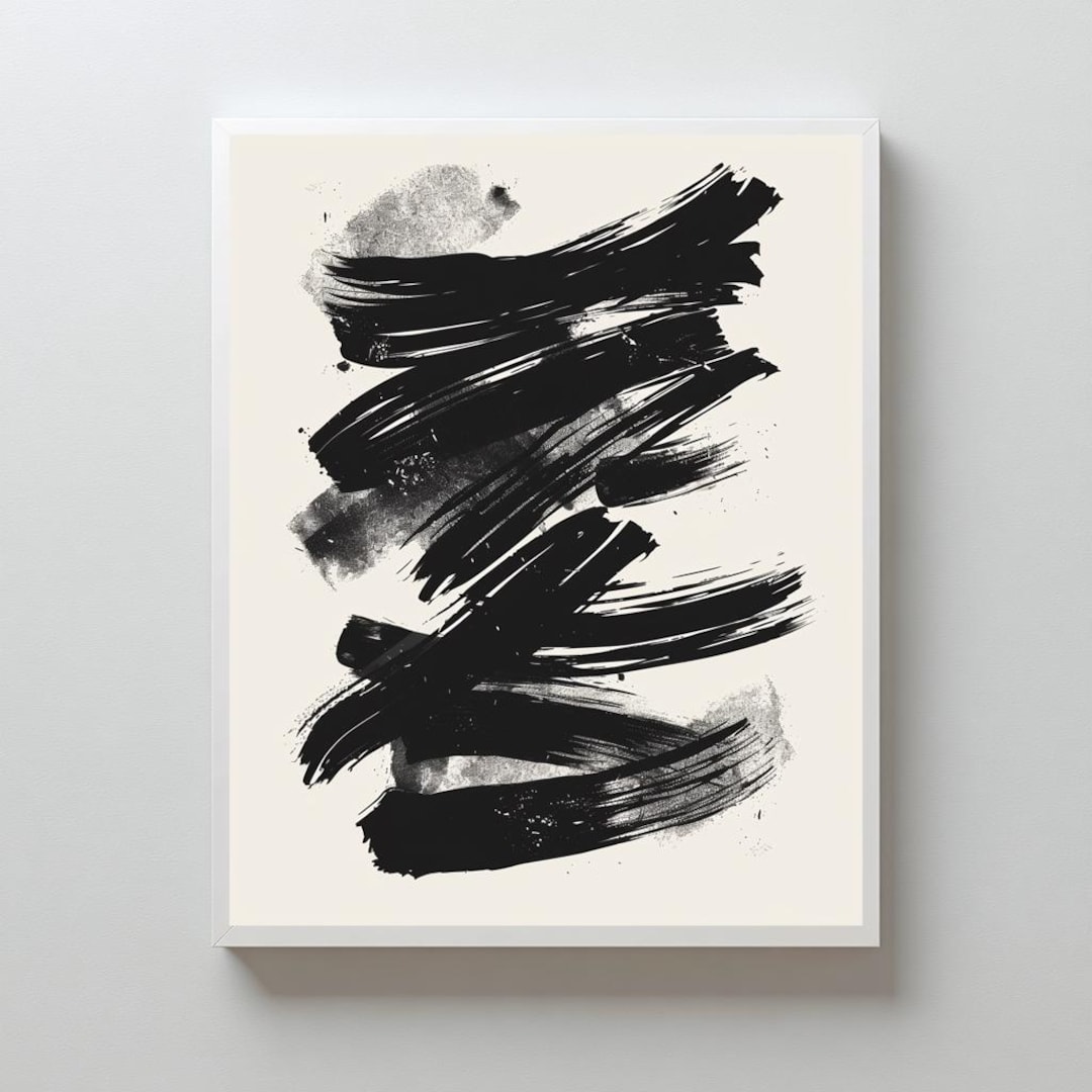 Minimalist Black and White Abstract Art Print, Modern Organic Shapes ...