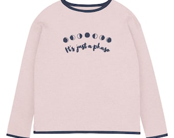 It's Just a Phase Moon Phase Knit Sweater for Women | Celestial Graphic Crew Neck Pullover