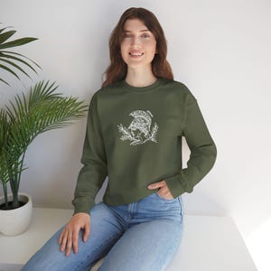 Athena Goddess of Wisdom and War Line Art Crewneck Sweatshirt | Embroidered Front Center