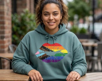 Rainbow Pride Kiss Hoodie | LGBTQ+ Flag Lip Print