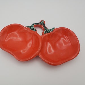 Vintage USA Pottery VF-72 Double Apple Trinket Dish Serving Dish