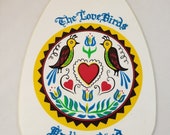 Mid Century Swedish Folk Art Cutting Board Love Birds Kutting Bord Pennsylvania Dutch Made in USA