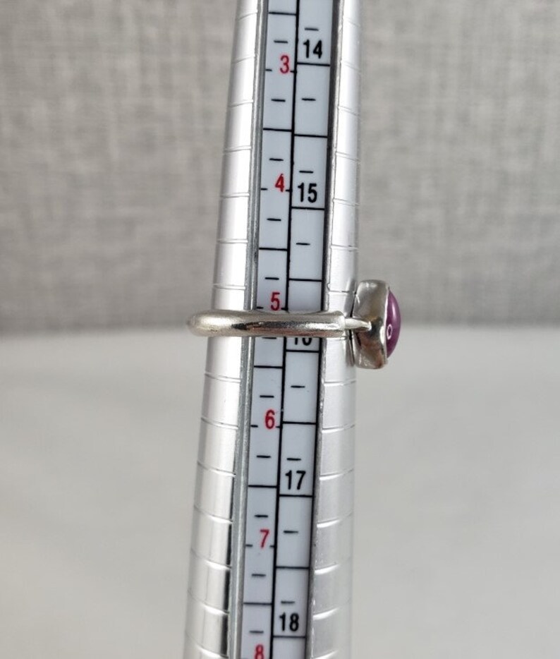 Vintage Sterling Silver 925 Milimalist Ring with Purple Stone Size 5.25