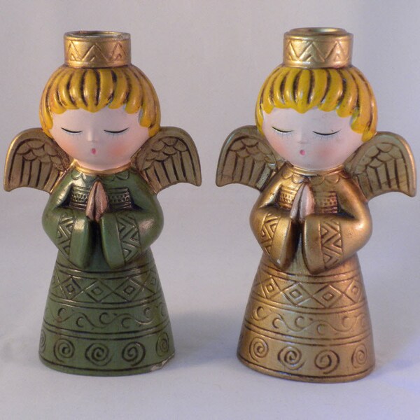 Vintage Ardco Paper Mache Angle Figurines Christmas Decor Candle Holders