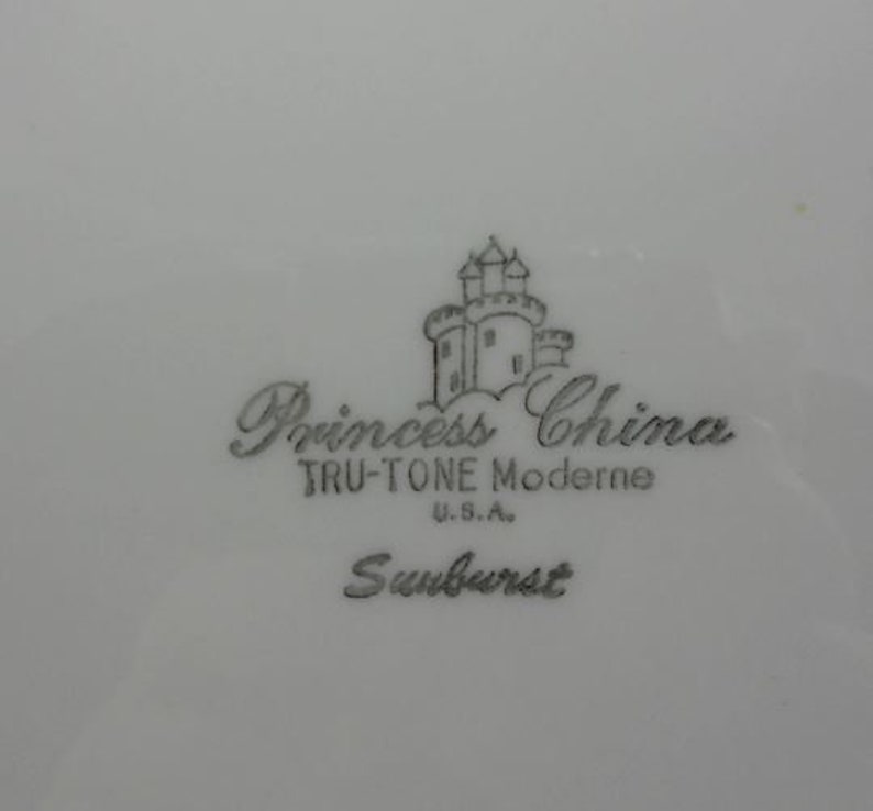 Vintage Princess China Tru-Tone Moderne \u2018Sunburst\u2019 Salad Plate