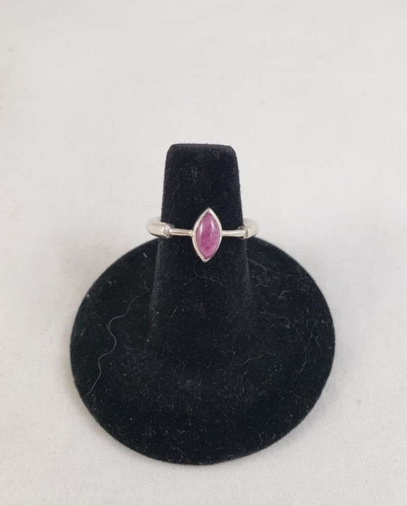 Vintage Sterling Silver 925 Milimalist Ring with Purple Stone Size 5.25