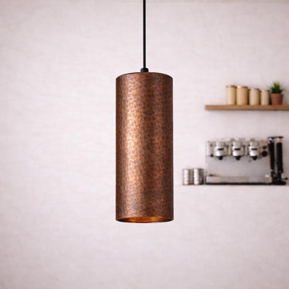 Handmade Hammered Copper Pendant Lights – Rustic Modern Hanging Lamps for Kitchen Island