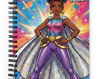 Fashion Superhero Notebook Cover | Comic Style Fashion Hero Illustration (Digital Download)