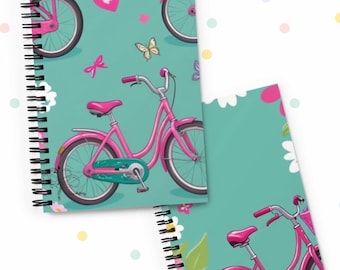 Pink Bicycle Notebook Cover | Floral Butterflies Digital Journal (Digital Download)
