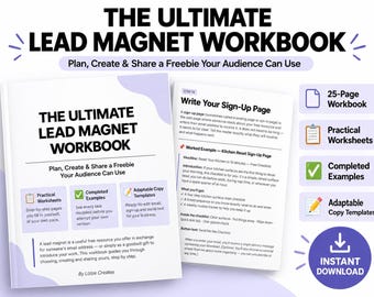 Lead Magnet Workbook | Freebie Planner | Email List Builder | Sign-Up Page & Email Templates | Digital Download
