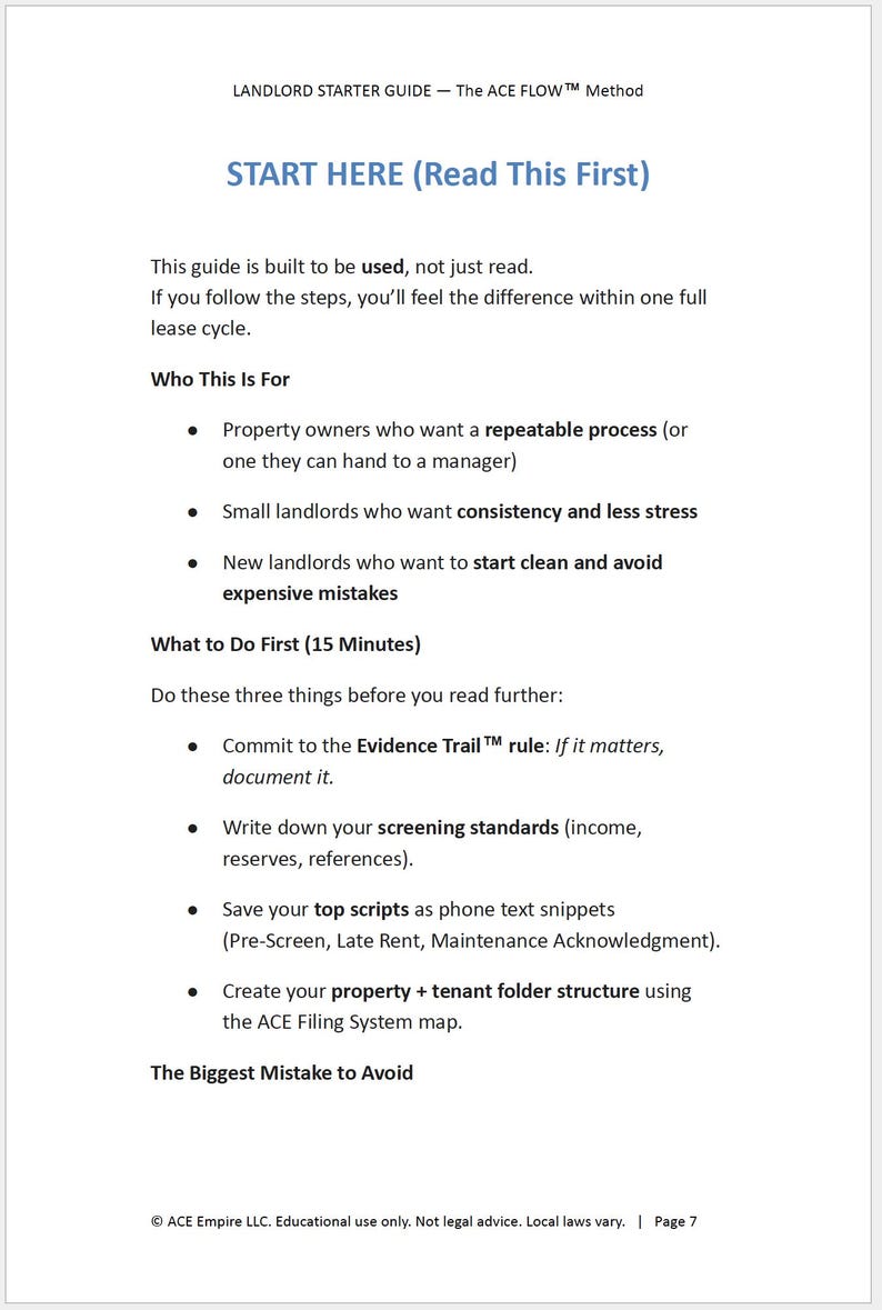 Landlord Starter Guide Ebook + Templates Bundle | Ace Flow™ Method ...