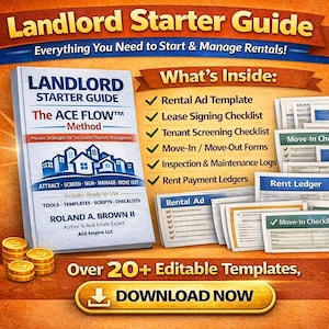 Landlord Starter Guide eBook + Templates Bundle | Ace Flow™ Method |  Checklists, Scripts, Spreadsheets (ZIP + PDF)