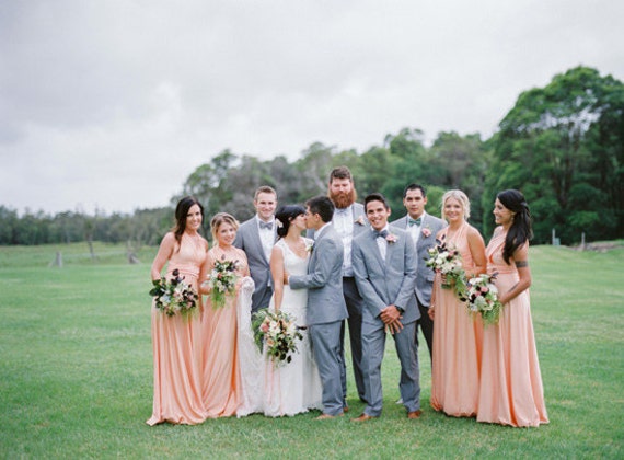 light peach color bridesmaid dresses