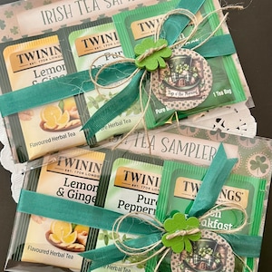 Set of 2 St. Patrick&#39;s Day Tea, Irish Tea Sampler, Tea Packets for Favors, Hostess Gift, Bridal Shower Tea, Tea Party Favor, St. Paddy Favor