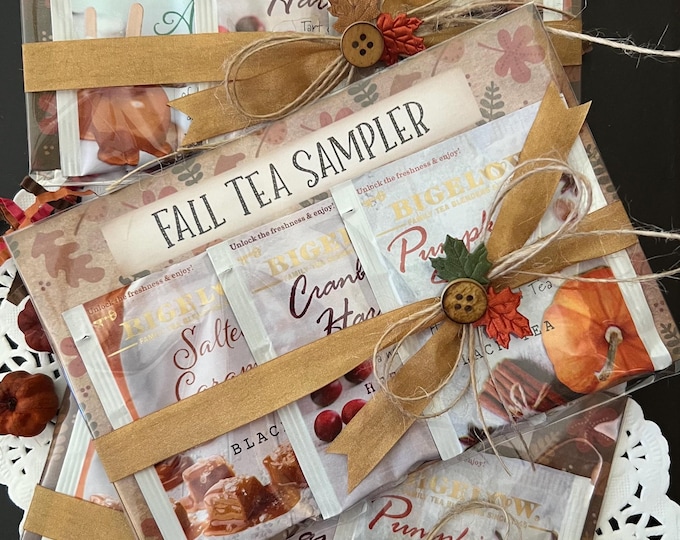 Set of 2 Fall Tea Sampler, Tea Packets for Favors, Hostess and Teacher Gifts, Fall Bridal Shower Tea, Autumn Tea Party Favor, Fall Tea