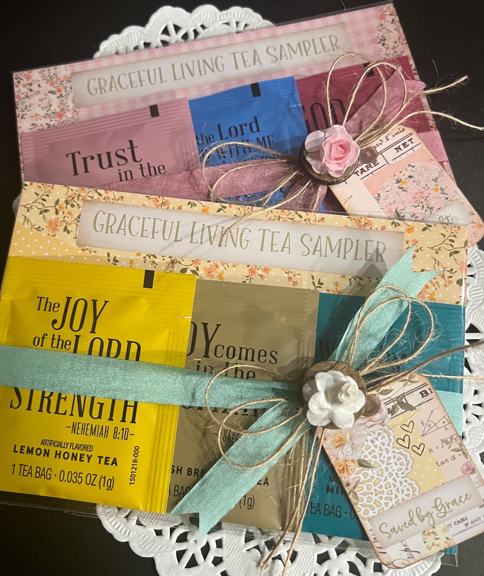 Set of 2 Graceful Living Tea Sampler, Faith Tea Packets for Favors ...