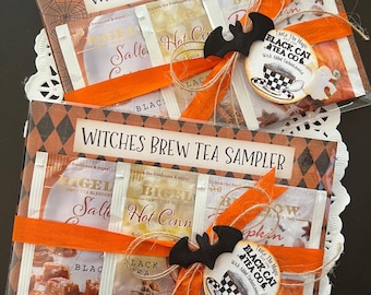 Set of 2 Halloween Tea Sampler, Witches Brew Tea Packet Favor, Hostess and Teacher Gifts, Fall Bridal Shower Tea, Halloween Tea Favor