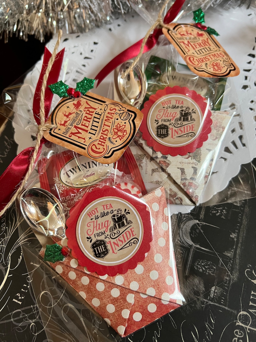 Holiday Tea Set, Christmas Tea Packet for Favors, Hostess, Girlfriend