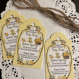 Real Estate Pop By Hang Tag, Summer Real Estate Tag, Thank you Real Estate Tag, Pop By Tag, Real Estate Gift, Lemon Easy Peasy Tag