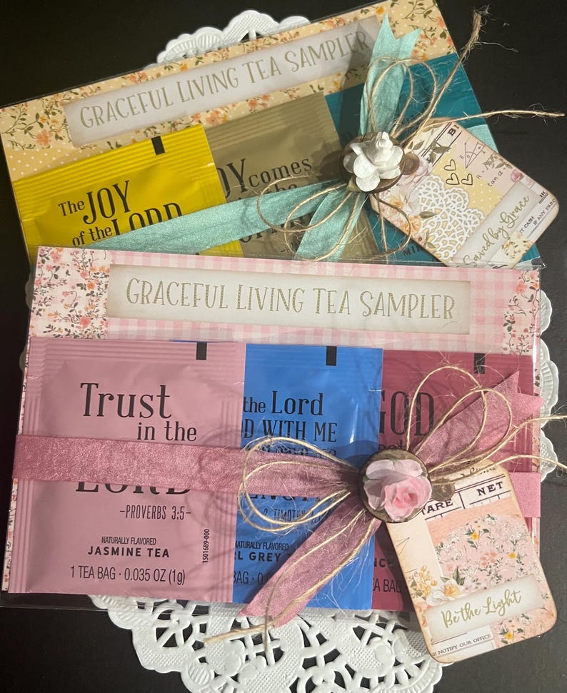 Set of 2 Graceful Living Tea Sampler, Faith Tea Packets for Favors ...