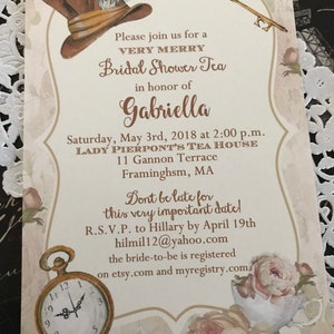 Impreso Alicia en el País de las Maravillas Baby Shower, Cumpleaños, Bridal Shower, Tea Party, Invitación de Boda - Tamaño 5" x 7" con Sobres