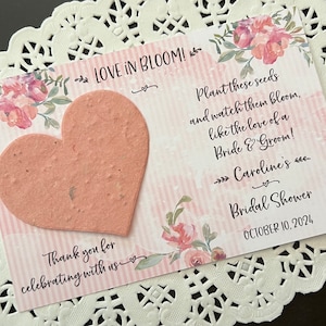 Bridal Shower Wildflower Seeds, Wedding Favor, Seeded Flower Paper Shape, Love in Bloom Fower Seeded Heart