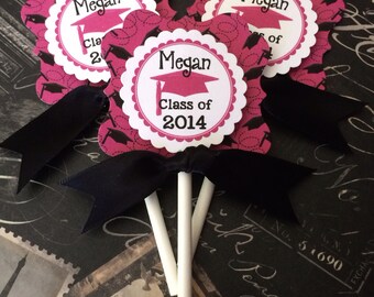 Personalized Printed Graduation Class of 2024 Cupcake Picks, Toppers, Tags