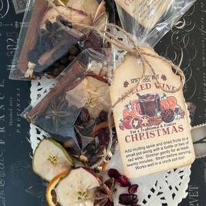 Holiday Mulled Wine Spices, Christmas Mulled Wine or Cider Kit, Mulled Cider Spices, Favors, Hostess Gifts, Mulling Spice gift