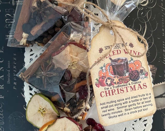 Holiday Mulled Wine Spices, Christmas Mulled Wine or Cider Kit, Mulled Cider Spices, Favors, Hostess Gifts, Mulling Spice gift