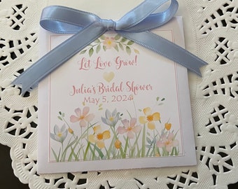 Printed Floral Bridal Shower, Wedding Seed Favors, Wildflower Seed Favor Packets, Let Love Grow Favor