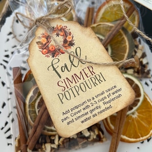 Fall Simmer Potpourri, Fall Simmering Spices, Citrus and Cinnamon Simmer Potpourri for Favors, Hostess and Teacher Gifts