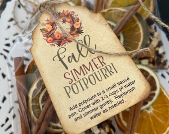 Fall Simmer Potpourri, Fall Simmering Spices, Citrus and Cinnamon Simmer Potpourri for Favors, Hostess and Teacher Gifts