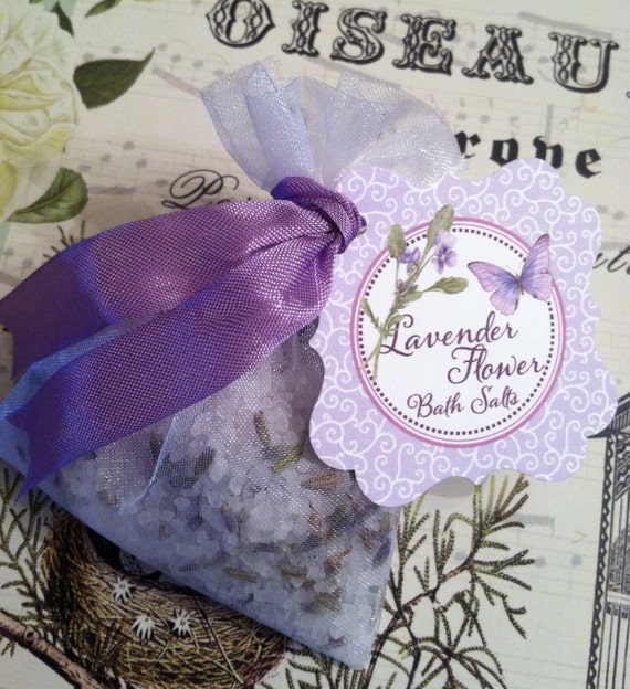 Sacchetto Organza Con Fiore Lavanda Bagno Sali Per Doccia Da Etsy