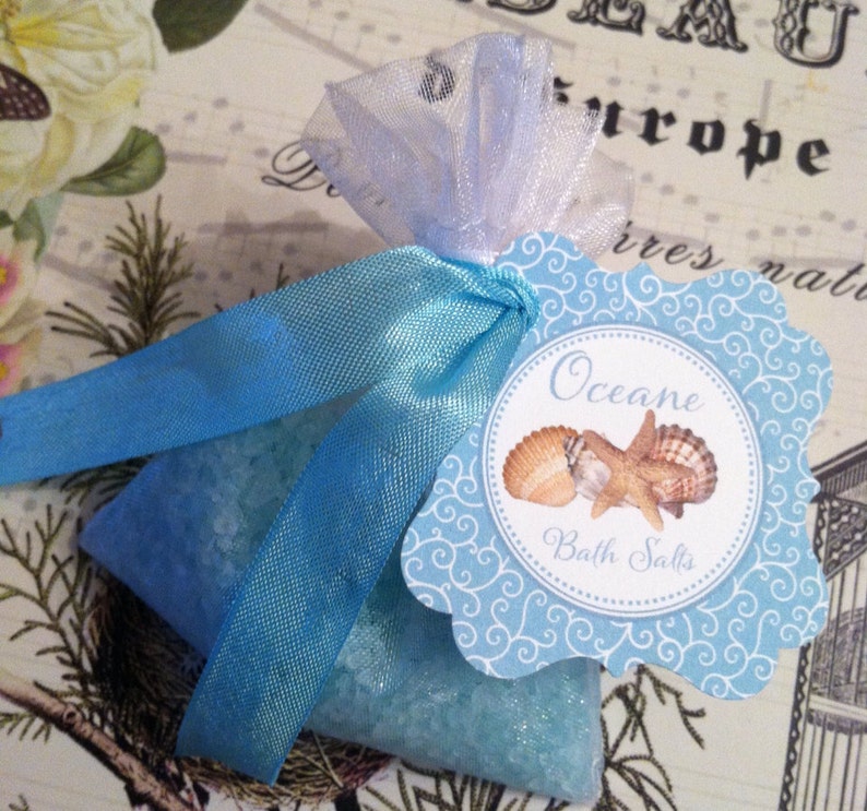 Baby Shower Oceane Organza Bag with Ocean Wedding Favors Bath Salts for Bridal Shower Birthday