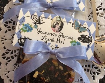 Vintage Look Alice Inspired Tea Party, Tea Cup Design with Ambrosia Tea Favors for Weddings, Bridal Showers, Birthdays