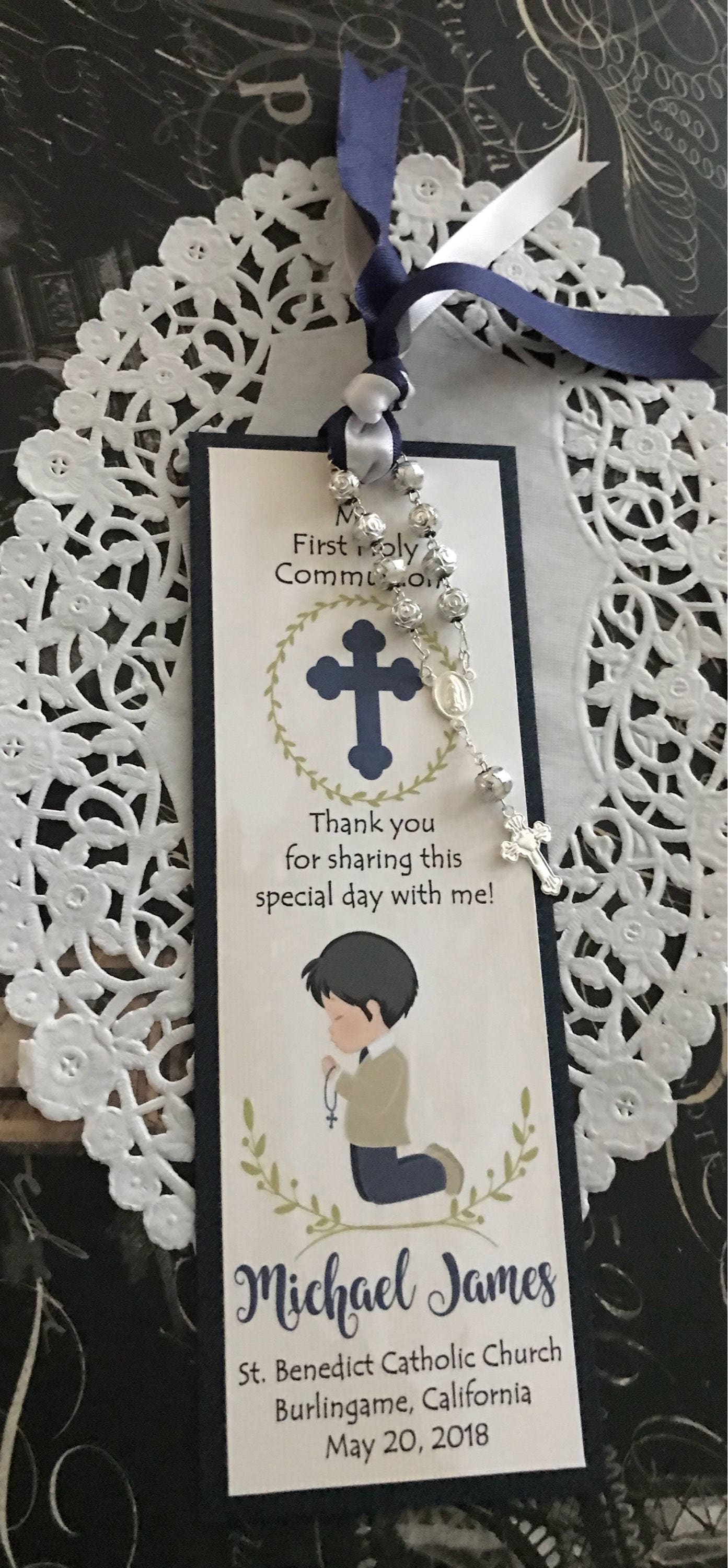Boy's First Communion Favor Baptism Bookmark Prayer - Etsy