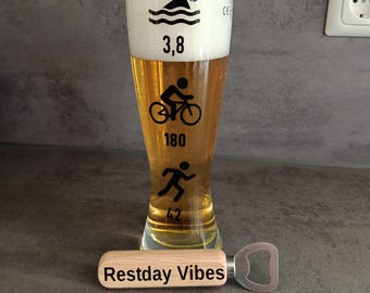 Abrebotellas/abrebotellas "Día de descanso": regalo personalizable para atletas, corredores, maratonistas o para cualquier persona.